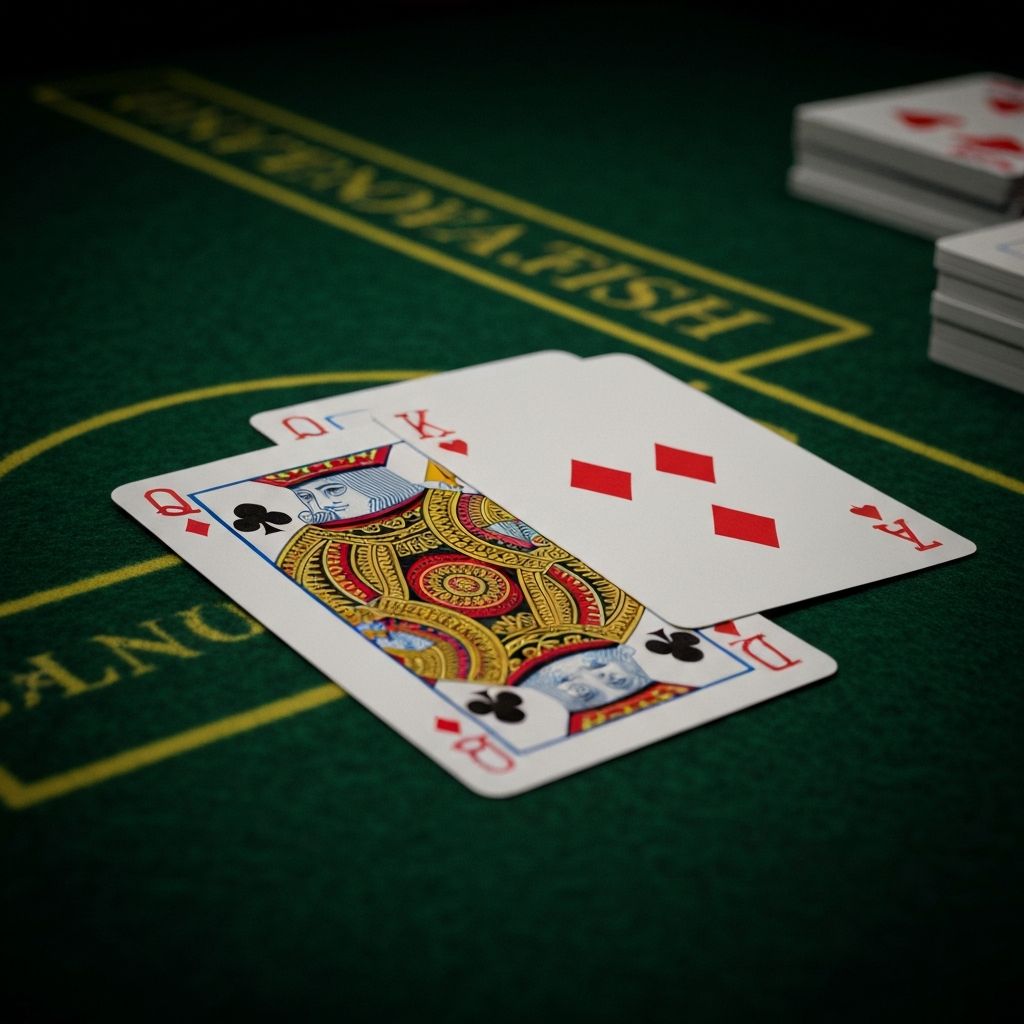 Playing cards on felt table