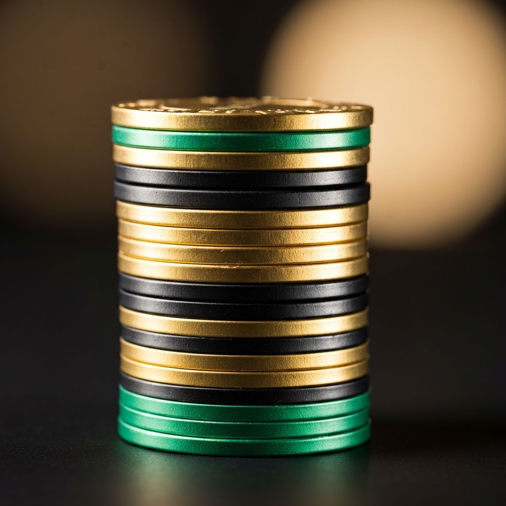 Colorful poker chips stacked